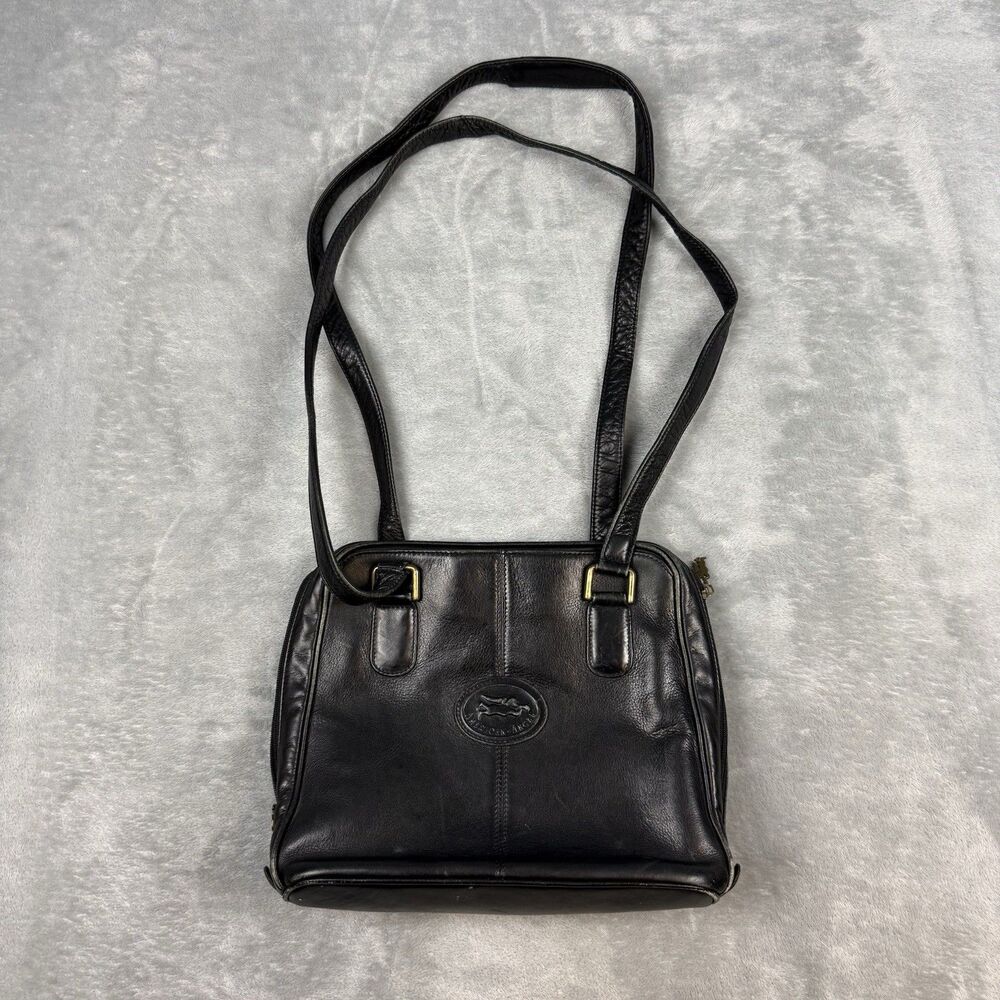 Vintage American Angel Genuine Leather Black Shoulder Bag Purse Made in Colombia